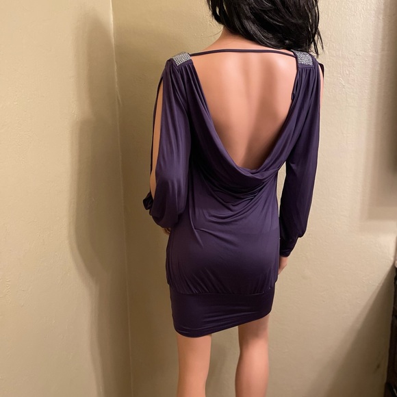 Baby Phat short purple Dress Snake Bite Rhinestone Accent Scoop Back. Size Small - Picture 6 of 12
